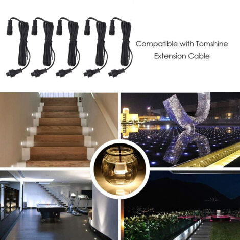 Prolongateur LED pour Luminaires de Terrasse  Câble Extension 1.5m IP67 avec Connecteurs Mâle/Femelle 3 Pins - Lot de 5
