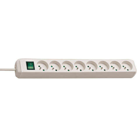 Prolongateur multiprise Eco-Line avec interrupteur 8 prises cordon de 3 mètres blanc - H. BRENNENSTUHL S.A.S
