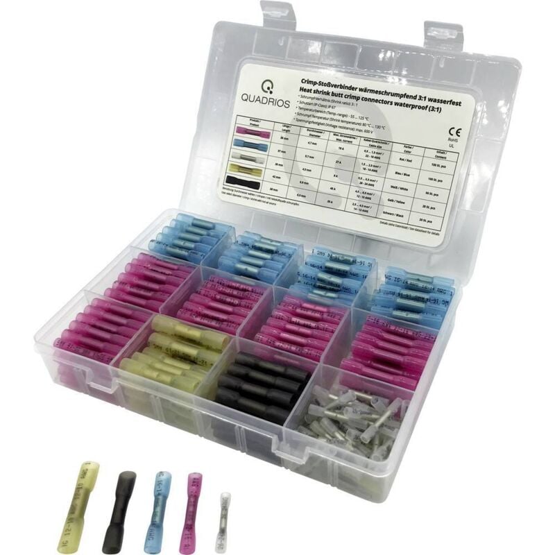 2011C397 Prolongateur avec gaine thermorétractable 0.3 mm² 6 mm² entièrement isolé blanc, rouge, bleu, noir, j - Quadrios