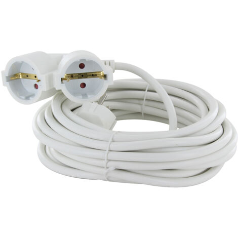 Prolongateur Schuko double tête 3m - Blanc - Chacon