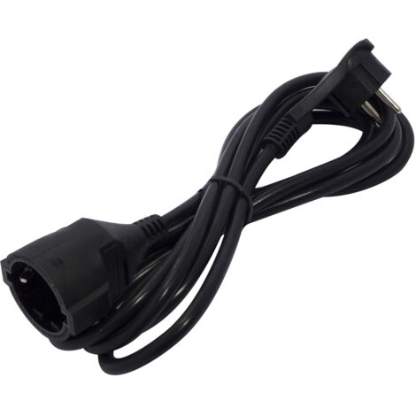 Prolongateur Schuko fiche plate 3m - Noir - Chacon