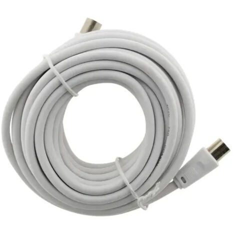 Prolongateur TV 2 mètres mâle/mâle avec adaptateur femelle/femelle, diamètre 9.52mm.