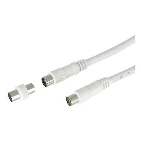 Prolongateur TV 9,52 mm blanc mâle/femelle 1,5 mètre + adaptateur mâle/mâle - SEDEA - 944201