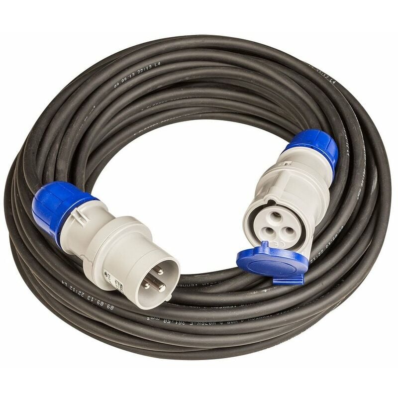 Image of PP2652 Prolunga cee 3 Poli, 20 m Cavo 3G1,5 mmq Spina e Presa Industriale IEC309 Grande 16A IP44 Ideale per Camper - Poly Pool