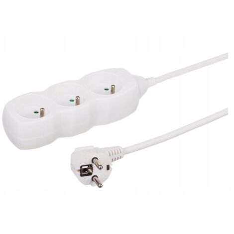 Prolunga a 3 prese 1m bianca 250V 16A OWY 3x1 mm²