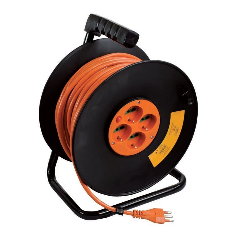Rallonge électrique à enroulement avec disjoncteur thermique extension ouverte 50 m.