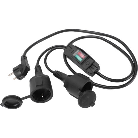 Prolunga con interruttore, 16A 250V, cavo corto con 2 spine CA, grado di protezione IP44, per uso interno o esterno, a casa o in ufficio (1,6 m)