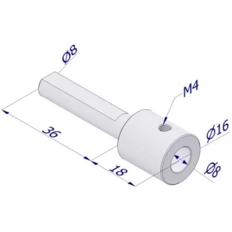 PROLUNGA DIAMETRO MM.8 PER CODOLO CILINDRO ATTACCO POMOLO LUNGHEZZA TOTALE MM.54