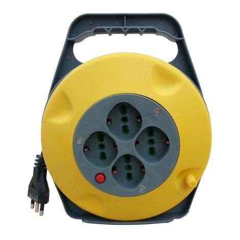 Prolunga elettrica con avvolgicavo 10m con pulsante di protezione