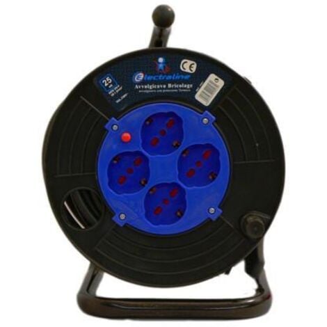 Prolunga Elettrica con Avvolgicavo 50 m - Electraline 49028 - 4 prese polivalenti (schuko + 10/16A)
