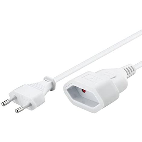 Prolunga eurospina, 3 m, bianco, eurospina (tipo C CEE 7/16)  Spina Euro (tipo C CEE 7/16). Lunghezza del Cavo 3 m