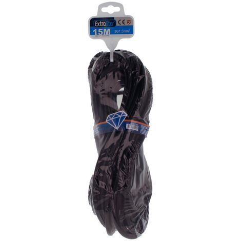 Prolunga Lineare Colore Nero 15M 3X1.5mm Spina Italiana 16A Presa Bipasso 10/16A Max 3500W