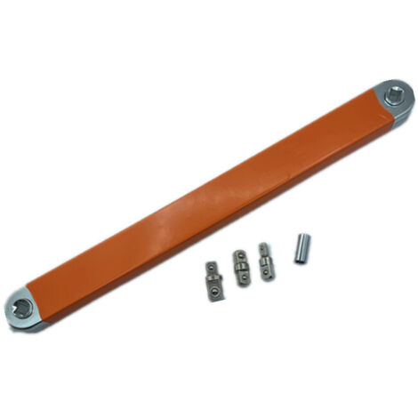 Prolunga per chiave a cricchetto, kit di prolunga a zero gradi, adattatore per azionamento, prolunga universale a cricchetto ideale per spazi ristretti, 39 cm, arancione.
