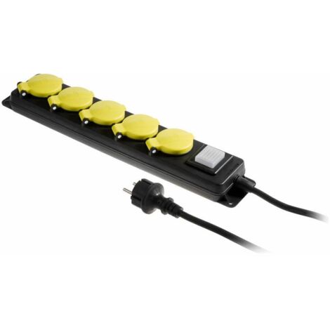 PROLUNGA PER OFFICINA AWTOOLS NERA 5 PRESE 3,0 m CON MESSA A TERRA, INTERRUTTORE IP44 3x1,5 mm