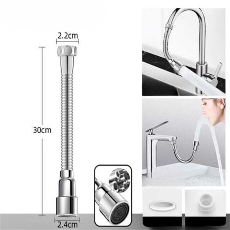 Prolunga per rubinetto girevole a 360° – Adattabile, antispruzzo e versatile per cucina e bagno – Uscita singola da 30 cm