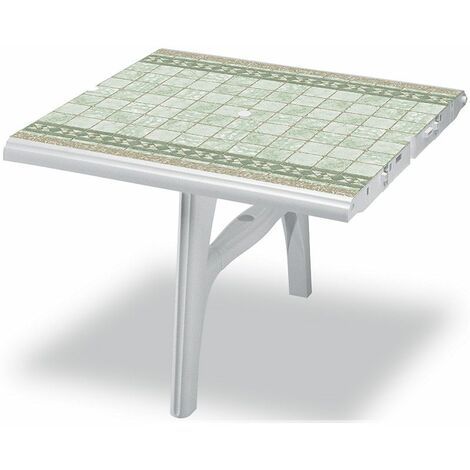 Tavolo da Esterno in Metallo Nero e Ceramica Outsunny Tavolino da Giardino Verde e Arancione Ф36 x 58cm