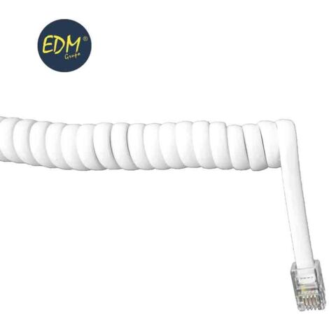 Prolunga telefonica riccia 2,5ma 4m 4 vie bianco maschio-maschio 6V EDM