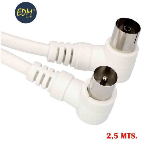 Prolunga TV angolata 9,5 mm 2,5 m confezionata EDM bianco
