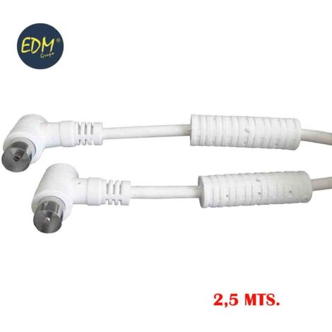 Prolunga TV-video angolata con filtro 9,5mm EDM bianco confezionato da 2,5m