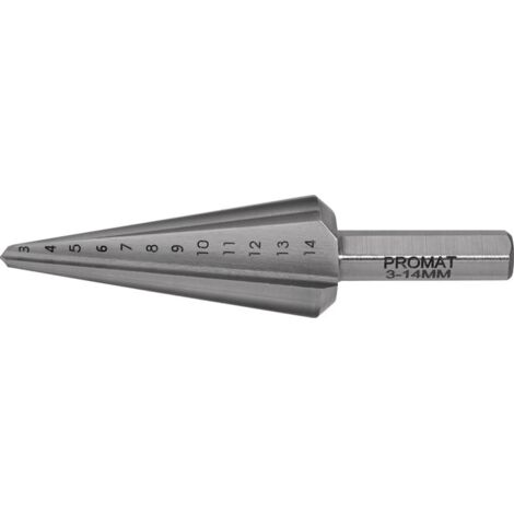 PROMAT Blechschälbohrer Bohrbereich 3-14 mm HSS Gesamtlänge 58 mm Schneidenan