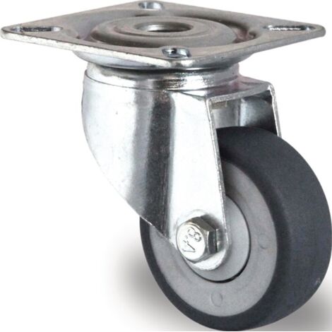 PROMAT  Lenkrolle  Rad-Ø 50 mm Tragfähigkeit 50 kg mit Anschraubplatte Gummi gra