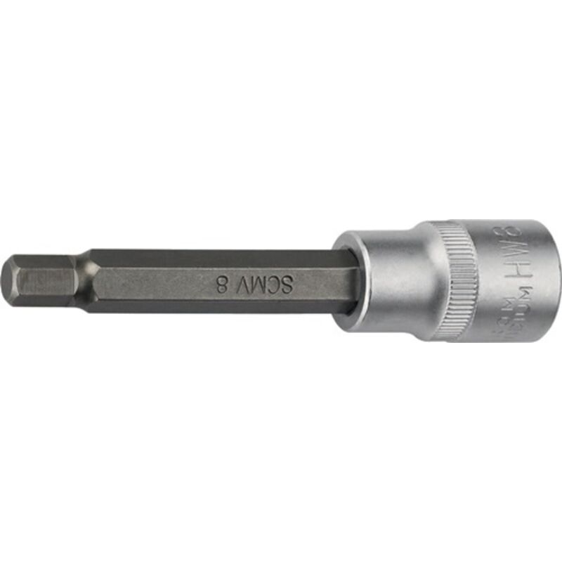 Steckschlüsseleinsatz 1/2 ″ Innen-6-kant Schlüsselweite 8 mm Länge 100 mm