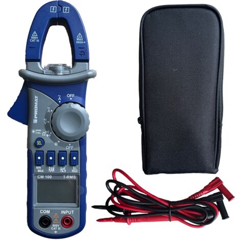 PROMAT Stromzangenmultimeter CM 100 TRUE RMS Min-/Max bis 60 Mohm LCD 4-stellig