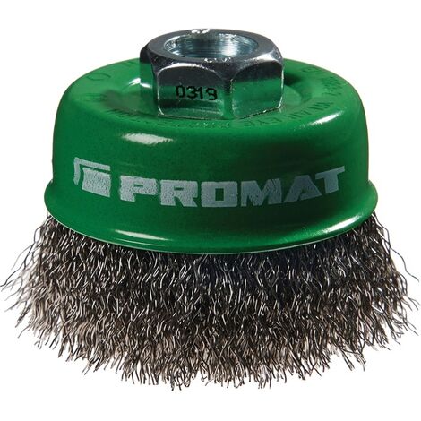 PROMAT Topfbürste D. 80 mm Drahtstärke 0,3 mm VA 8500 min-¹