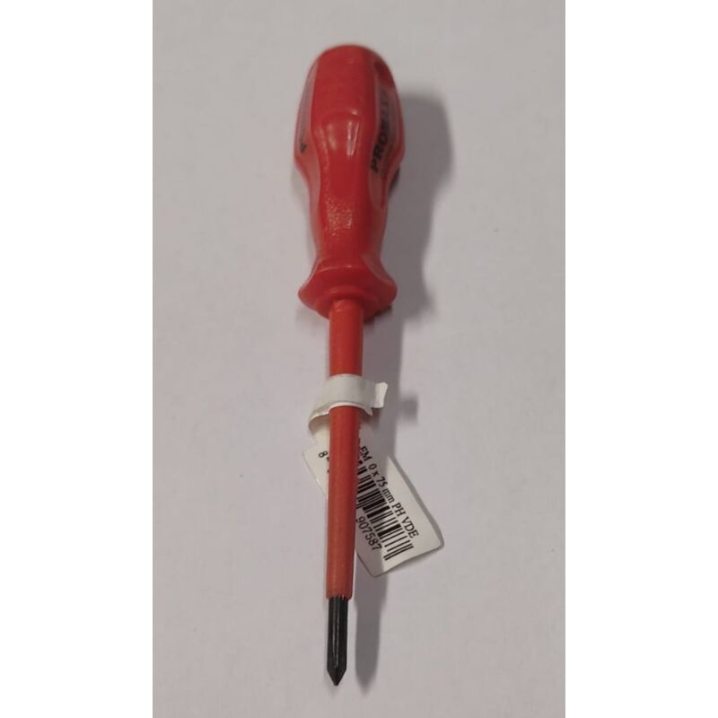 Image of Giravite professionale per elettricista - per viti a croce con punta PH0x75MM - lama isolata e manico rosso ergonomico in pvc - Promax