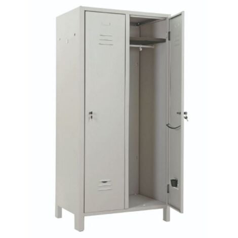 Prometal armadio armadietto spogliatoio in lamiera verniciata a 2 posti dimensioni cm 68x34x179h grigio con serratura