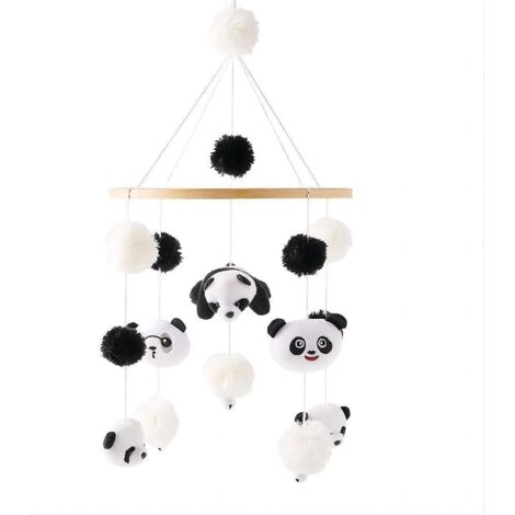 promise Babe Mobile Bb Panda Ours Carillons Avec Boules De Feutre Doux Animal Mobile Bb Chambre Bois Crochet Mobile Nouveau-n Garon Fille Pendenti