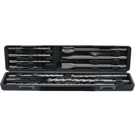 Promo coffret trepans 12 forets burins a maconnerie emmanchement sds de 5 a 20mm