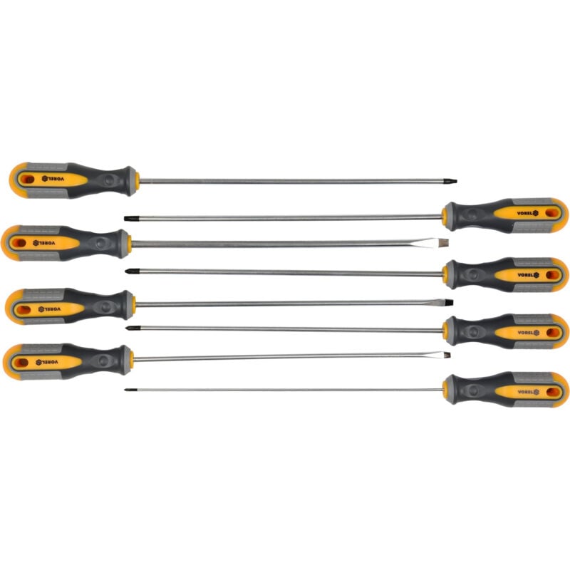 Vorel - Promo de 8 tournevis extra-longs torx, plats et cruciformes 325mm