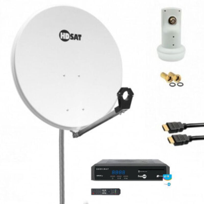 Pack Parabole acier 80cm + Récepteur fransat avec carte + lnb Single