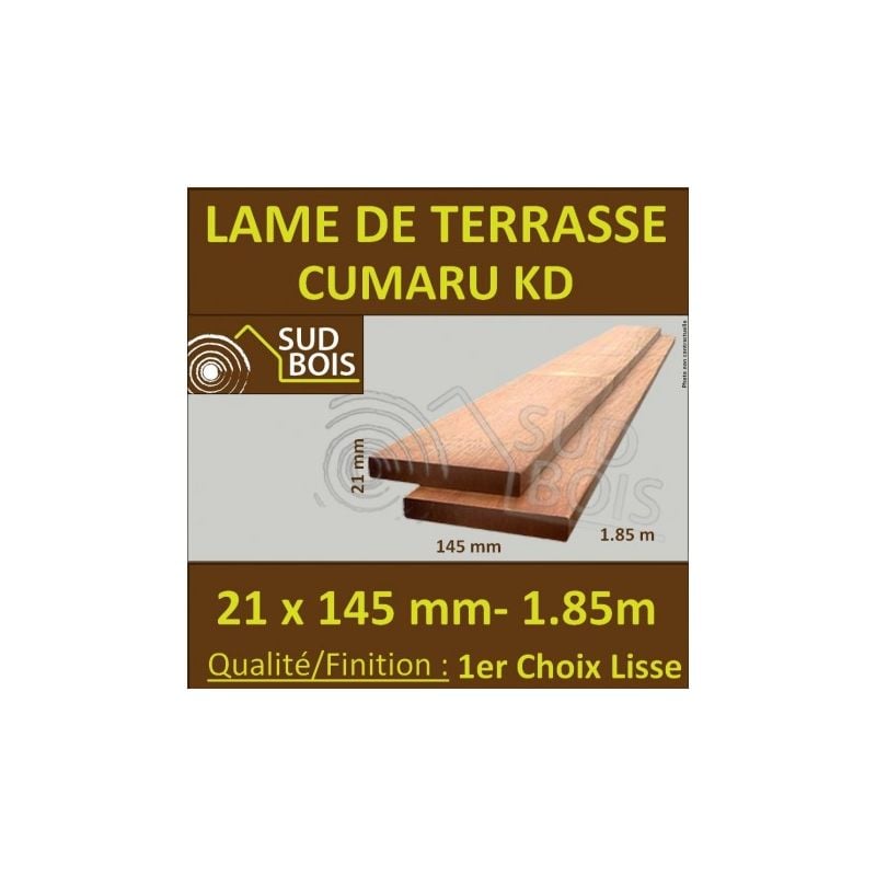 Lame de Terrasse Cumaru kd 1er Choix 21x145 Lisse 2 Faces 1.85m