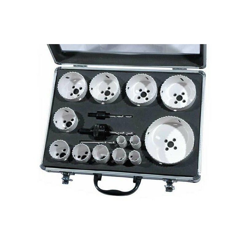 Leman - Coffret de 13 Trépans Bi-Métal Ø16 à 102 + 2 Mandrins + 3 Forets