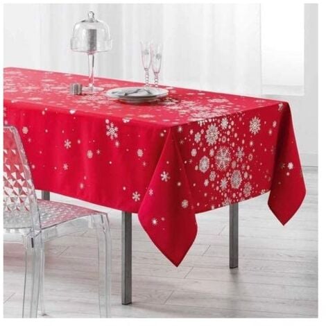 Promo Linge Nappe De Noël Rectangle Anti-Tâches - Constellation - rouge - 240x150cm.