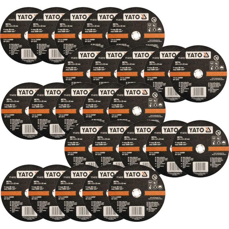Yato - Promo lot 25 disques 230 x 3 x 22.2 plats a tronconner les metaux