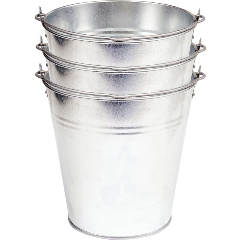 Vorel - Promo lot de 3 seaux de 15l en acier galvanize pour tous usages