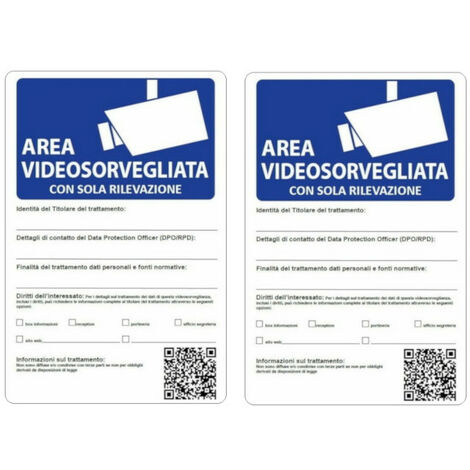 PROMO PZ.2 CARTELLO SEGNALETICO AREA VIDEOSORVEGLIATA SOLO RILEVAZIONE
