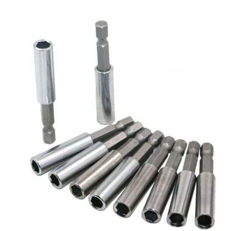 Promoción de portapuntas magnético - Juego de 10 piezas - Extensión de punta de destornillador hexagonal de 1/4" - Vástago de 60 mm - Herramienta eléctrica