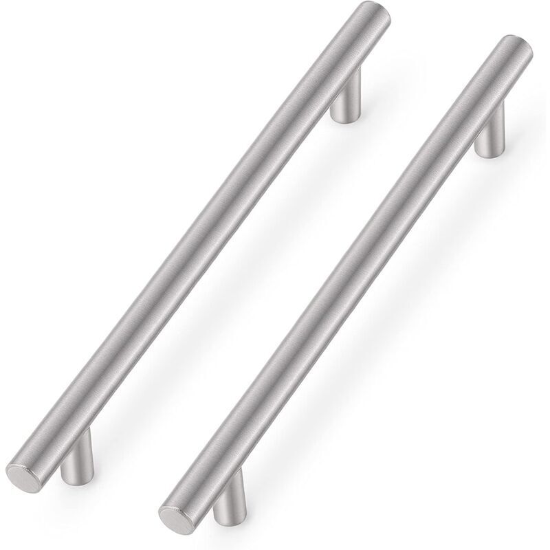 Promotion, 10 X armoires de cuisine en acier inoxydable nickel brossé poignée en T tiroir de meubles tire boutons de placard (centres de trous de 256