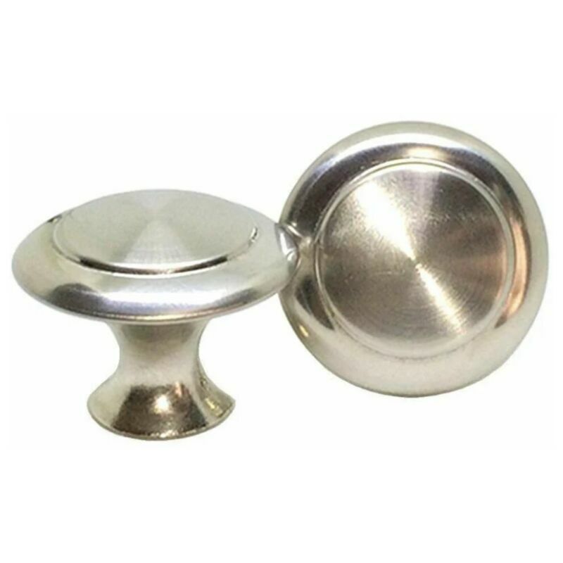 Trimec - Promotion 20x Bouton de Tiroir Metal Boutons de Porte de Placard de Cuisine en Aspect Inox Satiné Ronde Argent Poignée de Meuble
