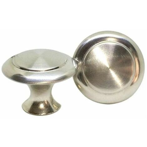 Promotion 20x Bouton de Tiroir Metal Boutons de Porte de Placard de Cuisine en Aspect Inox Satiné Ronde Argent Poignée de Meuble