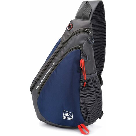 Promotion, AGILITY Léger Sac de Poitrine Sac d'Epaule Sling Bag Sacoche Sac Bandoulière pour Homme Femme pour École Voyage Randonnée Camping Excursion Cyclisme Équitation Durable Polyester Bleu