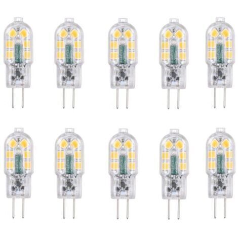 Promotion Ampoule LED G4 2W, 20W Ampoules Halogènes équivalentes, Blanc froid 6000k,200Lm,12x SMD,12V AC/DC-Pack de 10