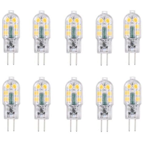 Promotion Ampoule LED G4 2W, 20W Ampoules Halogènes équivalentes, Blanc froid 6000k,200Lm,12x SMD,12V AC/DC-Pack de 10