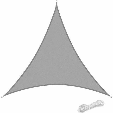 Promotion, Auvent de voile d'ombrage 5x5x5m pour la protection solaire extérieure Jardin Patio Yard Party Étanche Protection solaire Abri Auvent Voile Auvent 90% Bloc UV avec Corde Libre Triangle Gris