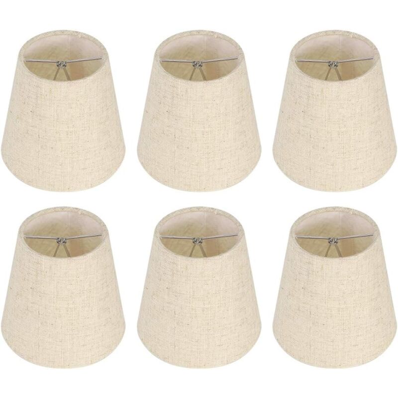 Promotion, Ensemble de 6 Petits Abat-Jour, Abat-Jour Baril en Toile de Jute Clip sur Ampoule pour Lampe de Table et lampadaire, Abat-Jour de Lustre