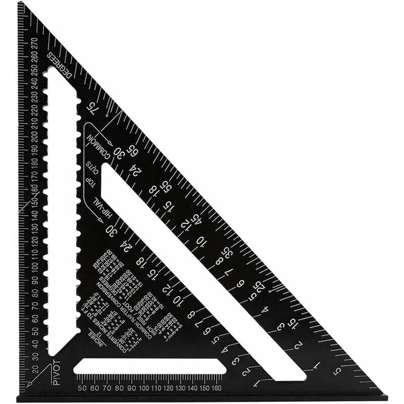 Promotion Équerre Triangle Metrique Professionnel, 30cm/300mm Équerre de Charpentier Haute Précision, Règle d'angle Menuiserie en Alliage d'aluminium
